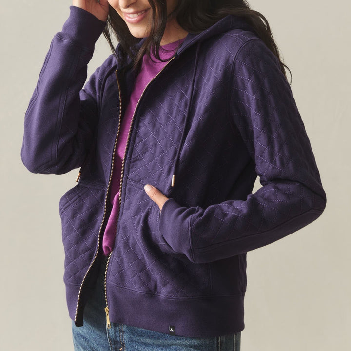 American Giant Diamond Stitch Classic Full Zip 2.0 Hoodie Womens M Purple Velvet