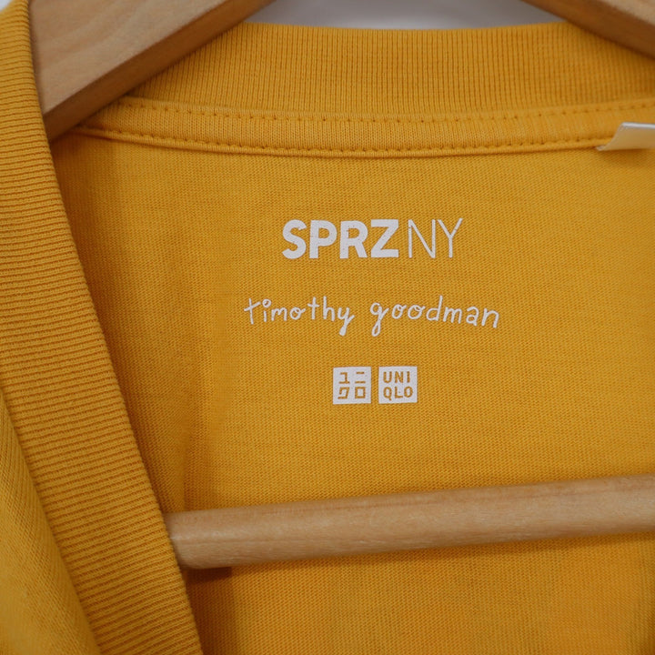 Uniqlo SPRZ NY Timothy Goodman Yellow Graphic Pocket T-Shirt Mens Small