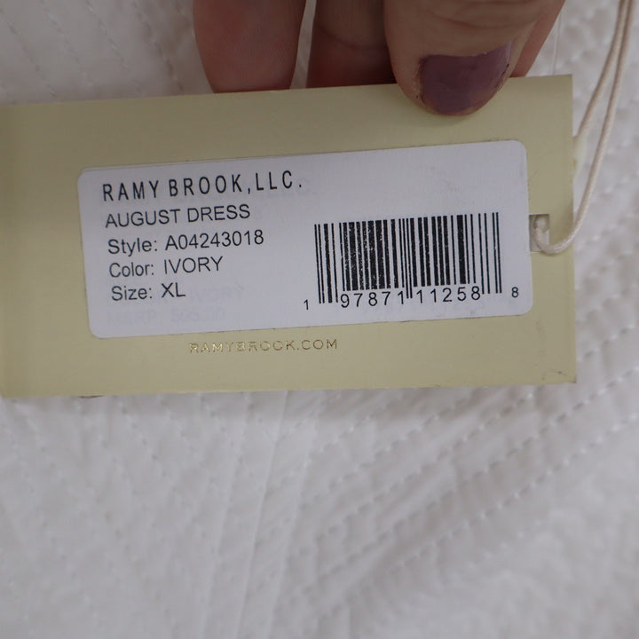 Ramy Brook Ivory August Dress Tiered Handkerchief Hem Smocked XL A04243018