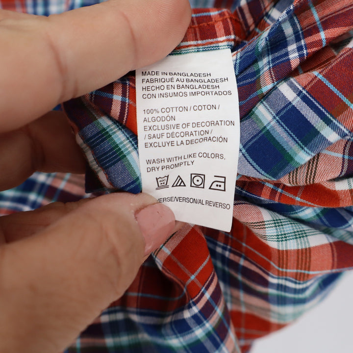 IZOD Premium Essentials Mens XL Plaid Button Down Shirt Red White Blue Cotton