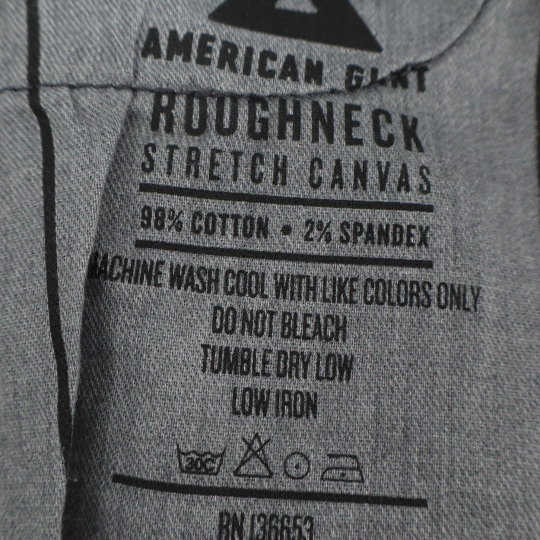 American Giant Roughneck Straight Jeans Mens 34x32 Charcoal Gray Canvas Mid Rise