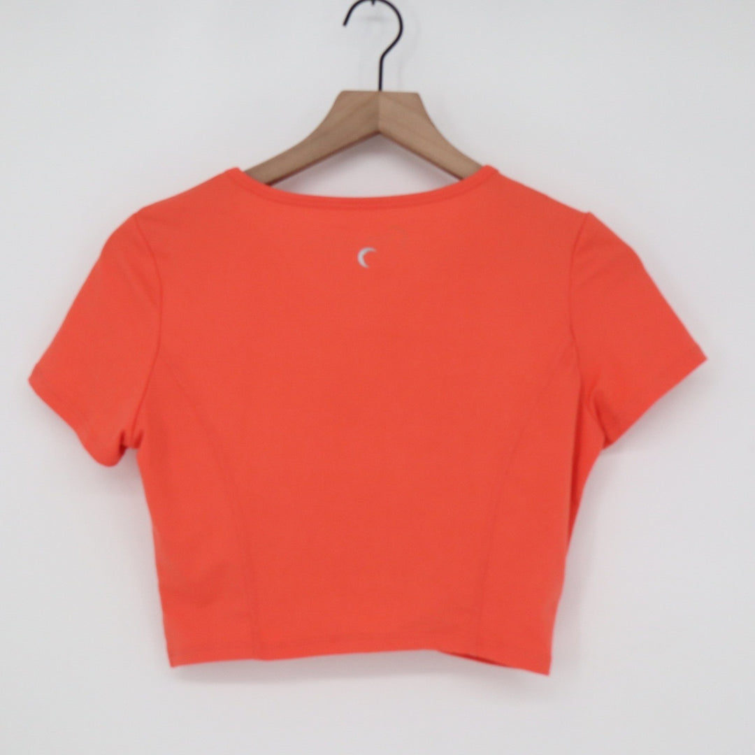 Zyia Active Top Womens M Twisted Front Coral Orange Keyhole Crop Excellent