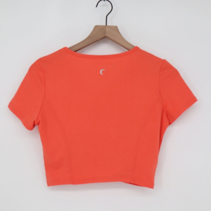 Zyia Active Top Womens M Twisted Front Coral Orange Keyhole Crop Excellent