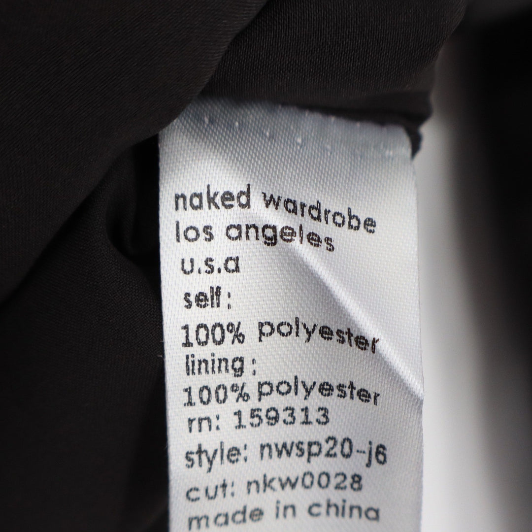Naked Wardrobe Black Satin Cropped Garter Blazer Jacket NWSP20-J6 Womens Size M