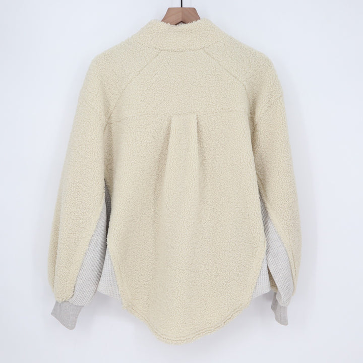 Blueb. Sherpa Jacket Womens Medium Ivory Half Zip Raglan Long Sleeve Mock Neck