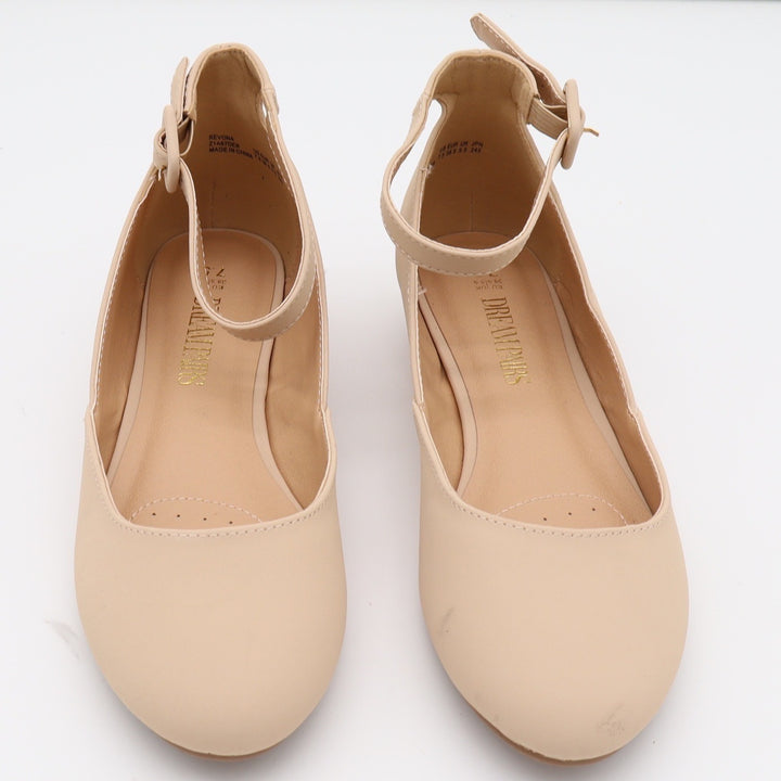 Dream Pairs Flats Womens 7.5 Revona Ankle Strap Nude Low Wedge Heel Excellent