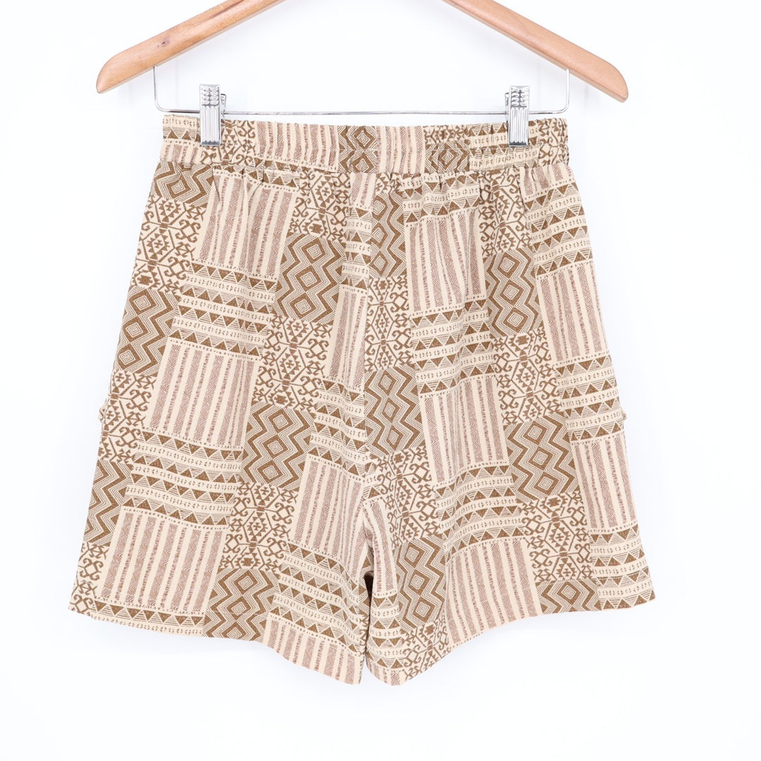 Gigio USA Shorts Womens Small Brown Aztec Tribal Print High Waist Slash Pockets