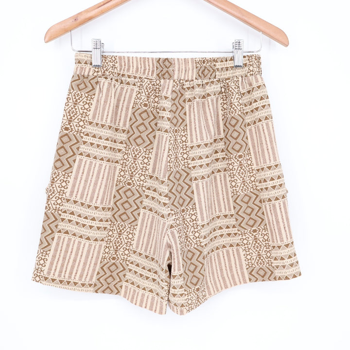 Gigio USA Shorts Womens Small Brown Aztec Tribal Print High Waist Slash Pockets