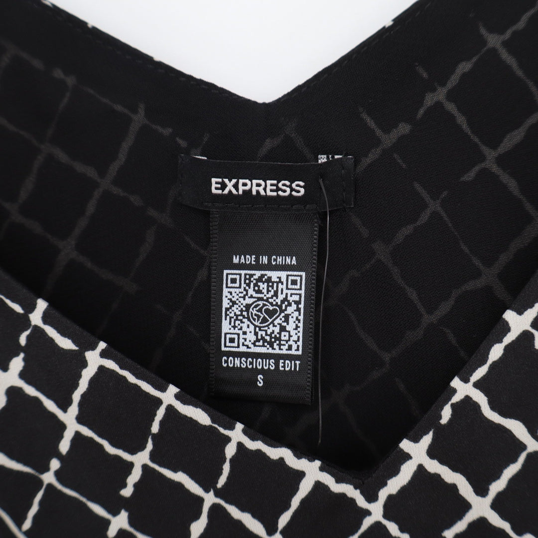 Express Womens Black White Grid V-Neck Camisole Conscious Edit Small