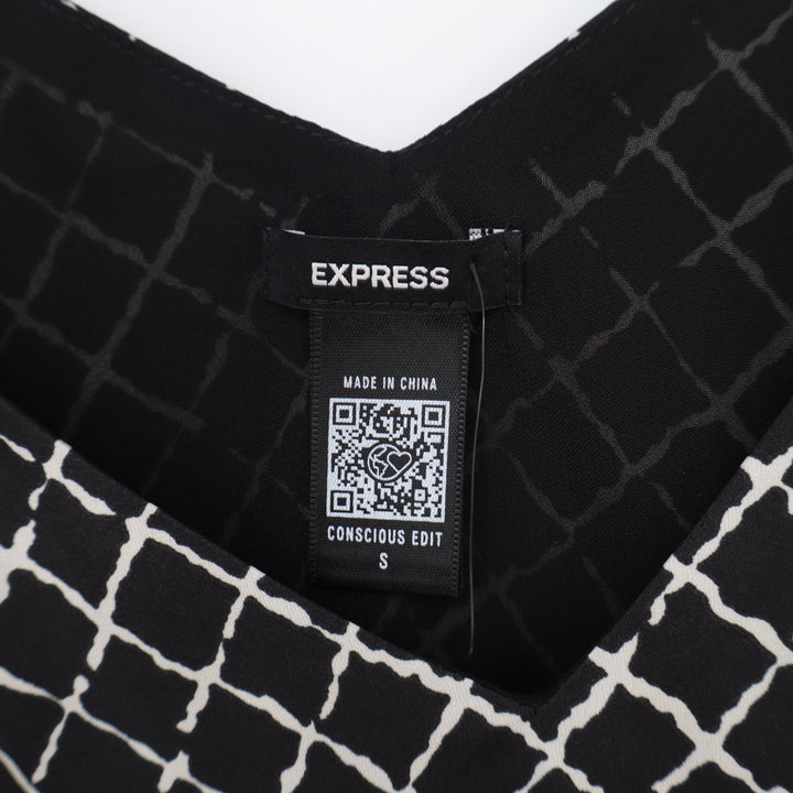 Express Womens Black White Grid V-Neck Camisole Conscious Edit Small