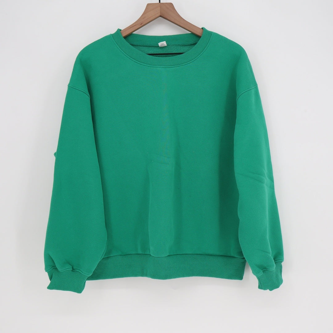 Ceracilia Green Crewneck Sweatshirt Large Oversized Fleece Pullover
