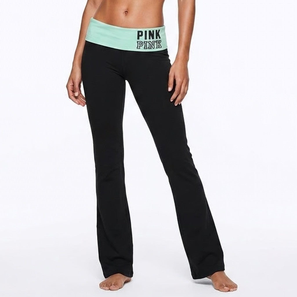 Pink Victoria's Secret Leggings Womens S Black Stretch High Waisted Activewear