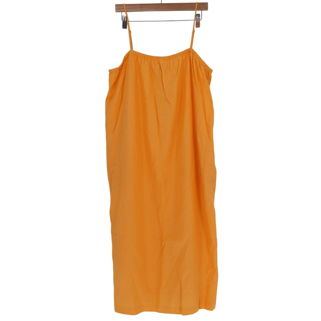 A New Day Tank Dress Womens XL Mustard Pleated Side Pockets Spaghetti Strap