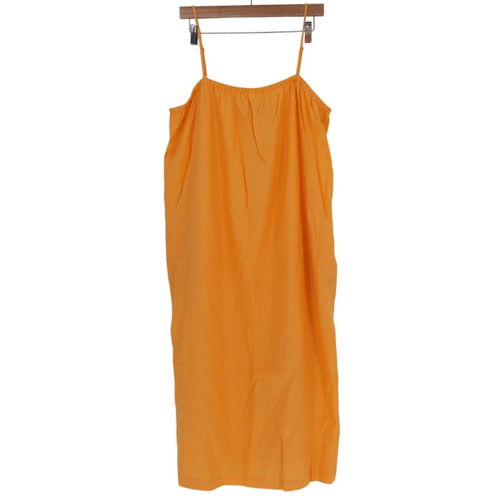 A New Day Tank Dress Womens XL Mustard Pleated Side Pockets Spaghetti Strap
