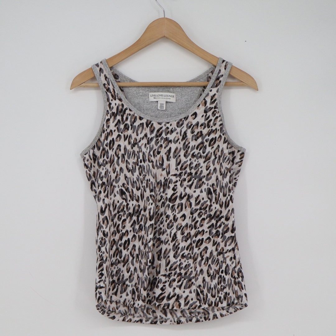 Live Love Lounge Karen Neuburger Leopard Print Tank Top Gray Small