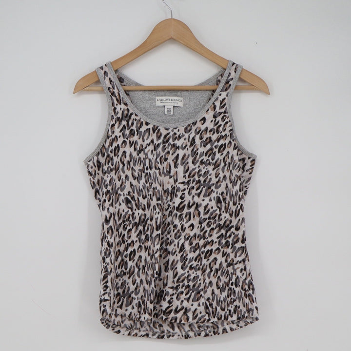Live Love Lounge Karen Neuburger Leopard Print Tank Top Gray Small