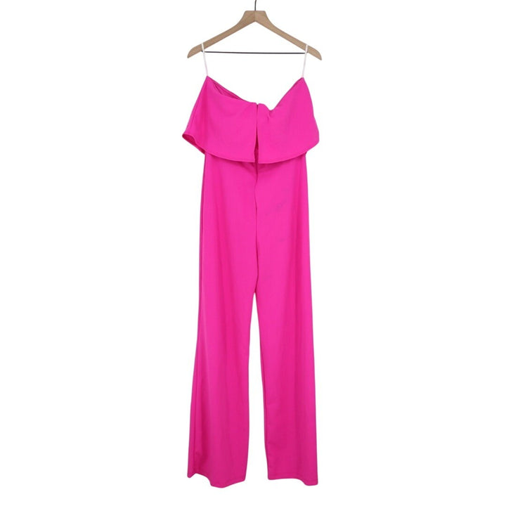 Lulus Power Of Love Jumpsuit Womens XL Magenta Stretch Crepe Knit Strapless