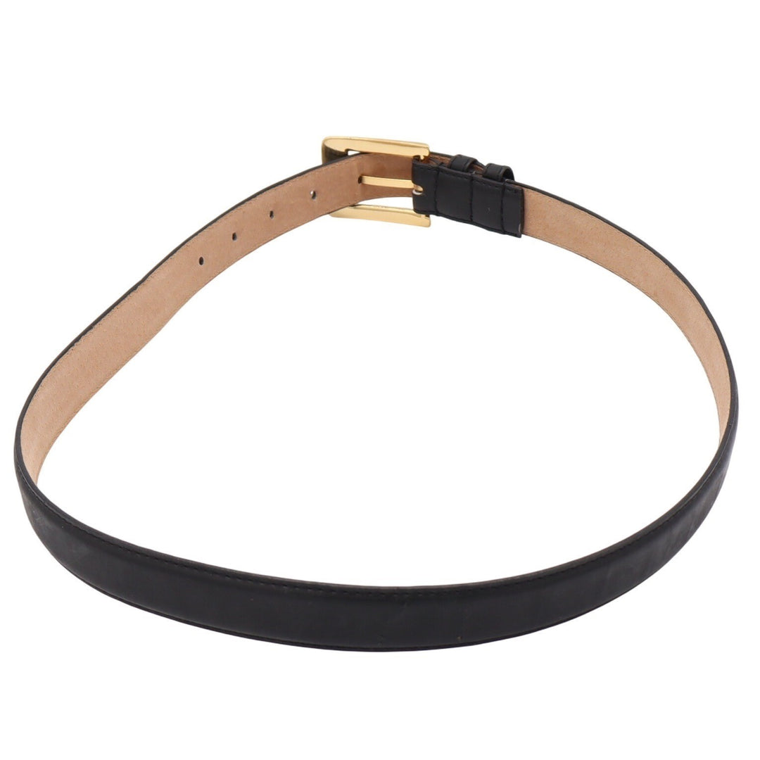 Perry Ellis Black Leather Belt Gold Buckle Size ML