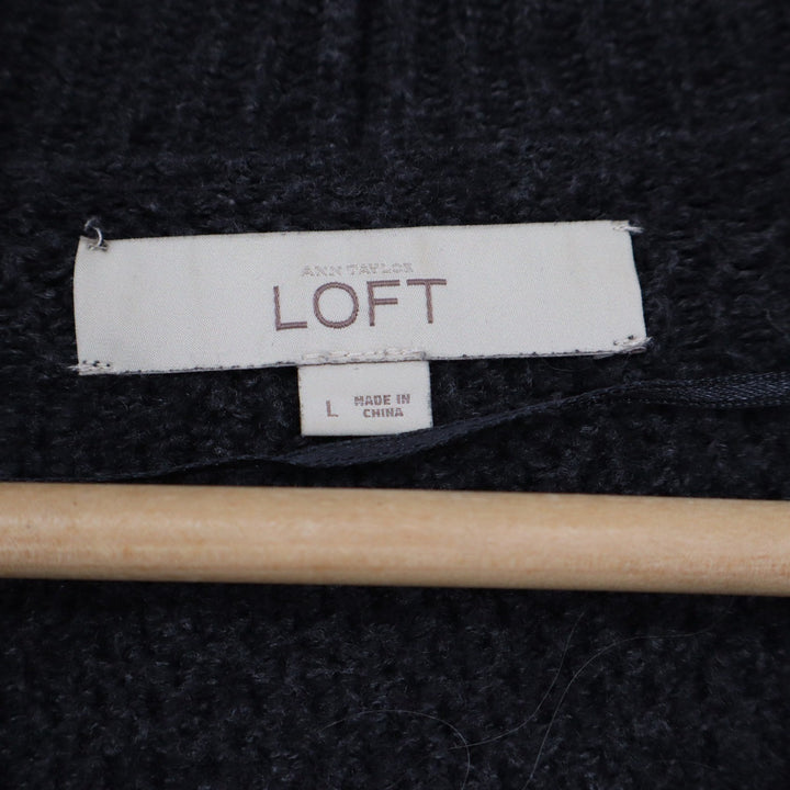 Ann Taylor Loft Black Open Front Cardigan Sweater Camel Hair Blend Large