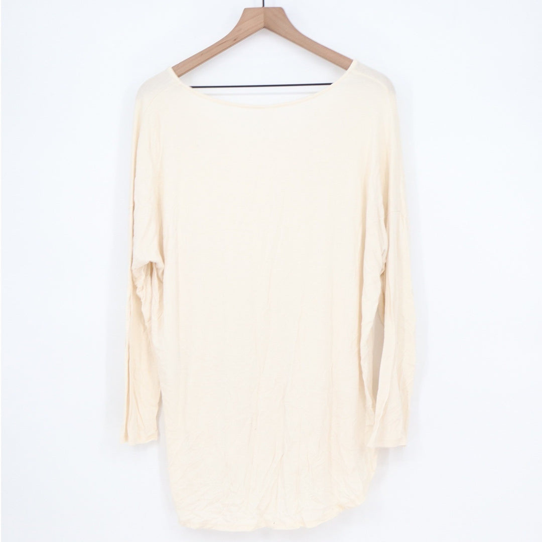 Old Navy Luxe Cream V-Neck Long Sleeve Relaxed Tunic Top Womens Large