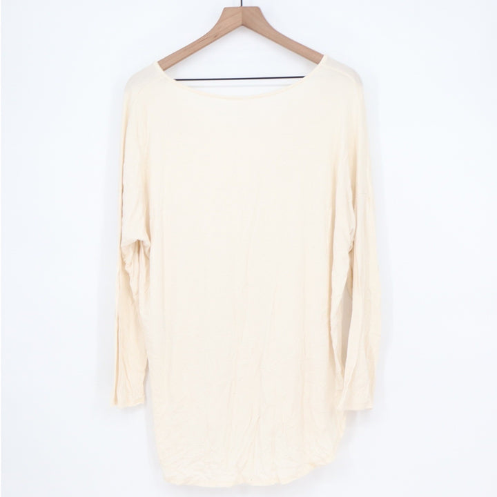 Old Navy Luxe Cream V-Neck Long Sleeve Relaxed Tunic Top Womens Large