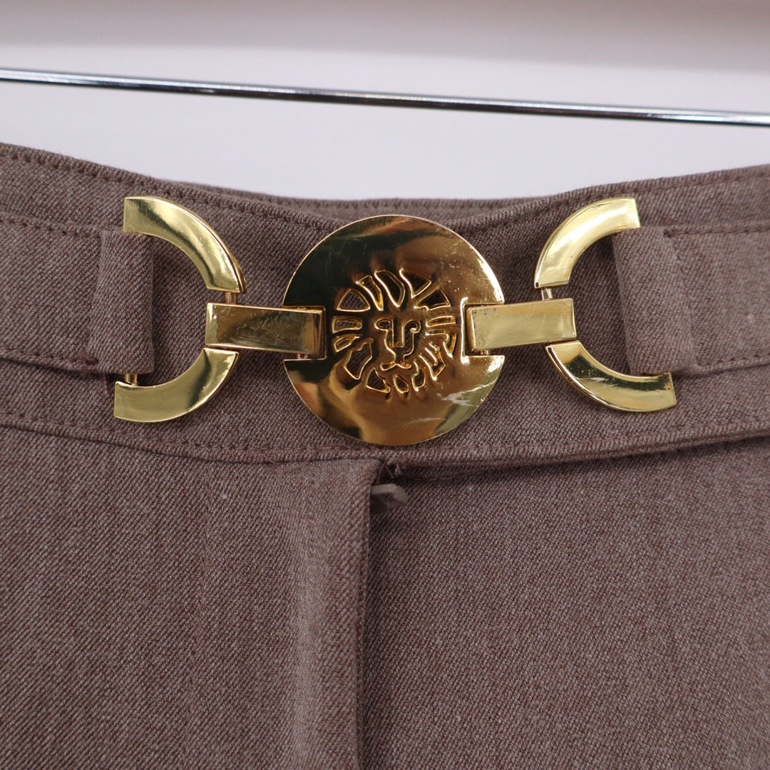 Anne Klein Taupe Brown Straight Leg Trousers Gold Lion Hardware Size 6 10707