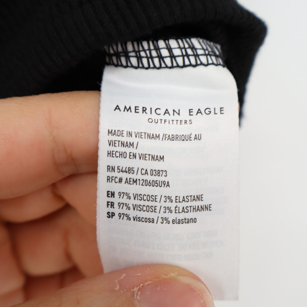 American Eagle Outfitters Soft & Sexy Crop Tank Top Womens Medium Black Ribbed