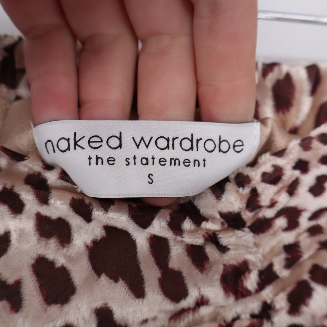 Naked Wardrobe The Statement Leopard Print Ruched Mini Skirt Brown Small