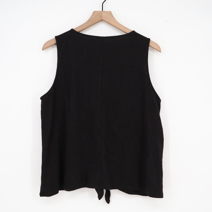 Old Navy Womens XL Black Waffle Knit Button Front Tie Hem Vest Top