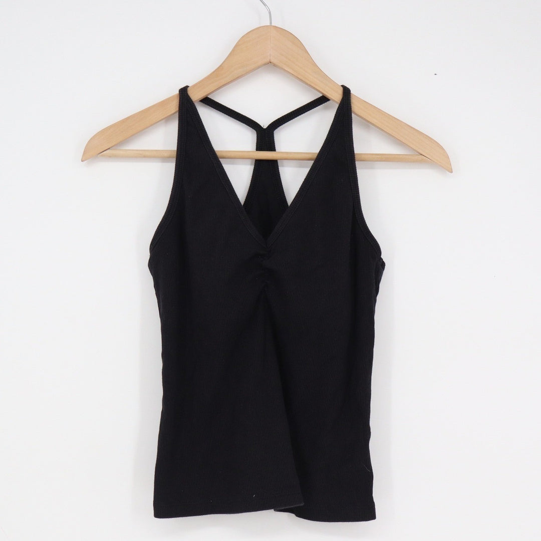 Old Navy Womens Ribbed V-Neck T-Back Racerback Tank Top Black Size M