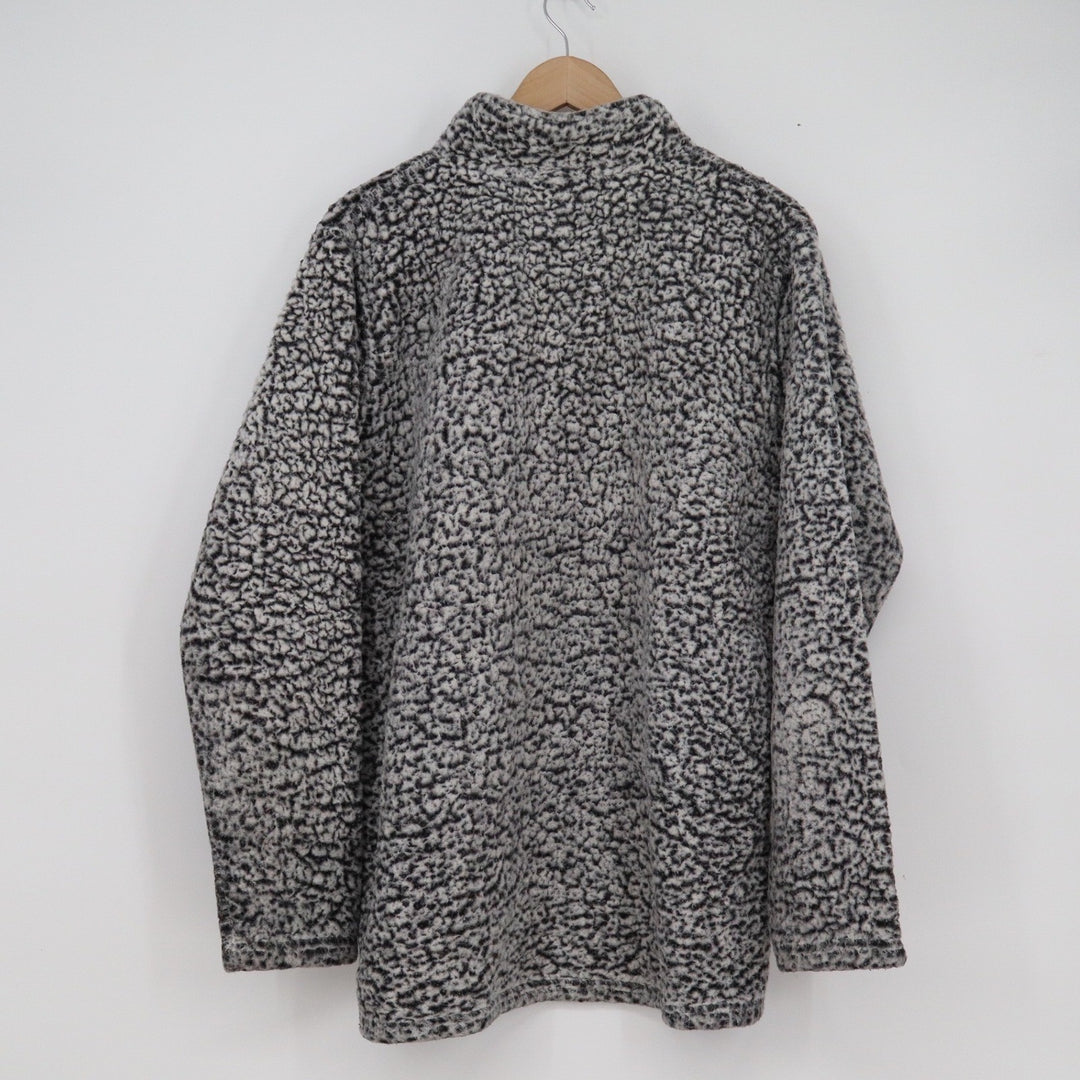 J. America Mens XXL Grey Sherpa Fleece Quarter Zip Pullover Logo Jacket