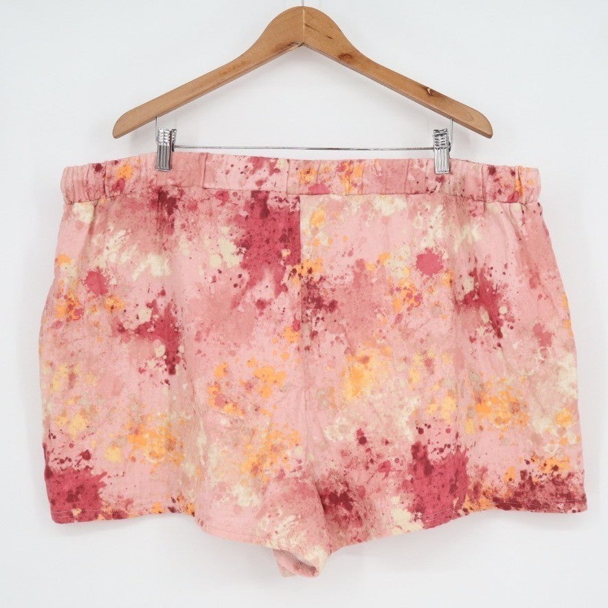 Style By Jenni Pajama Short Womens 3X Multi Watercolor Cotton Drawstring Waist