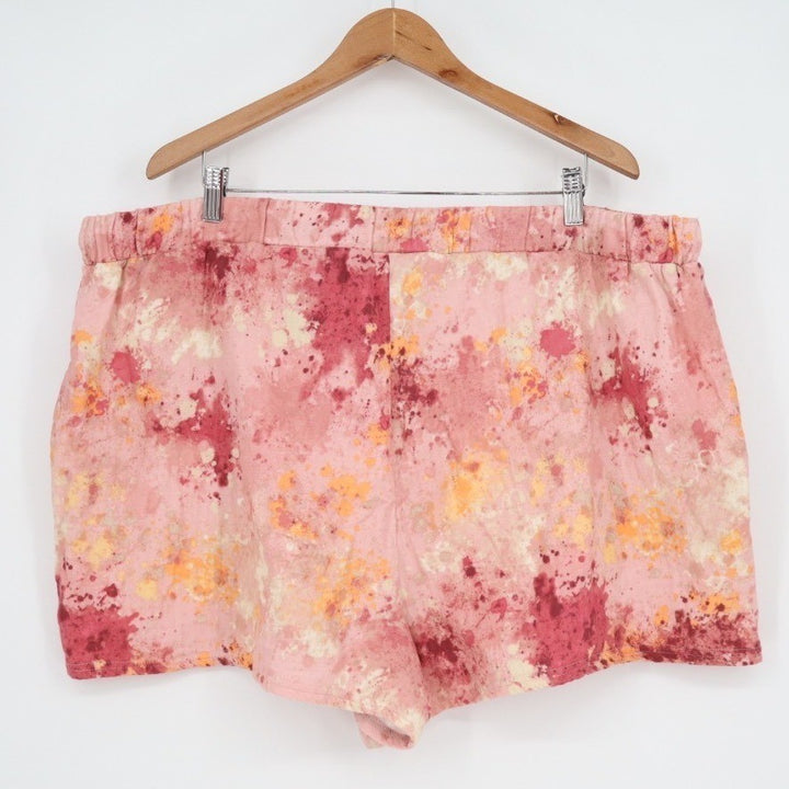 Style By Jenni Pajama Short Womens 3X Multi Watercolor Cotton Drawstring Waist