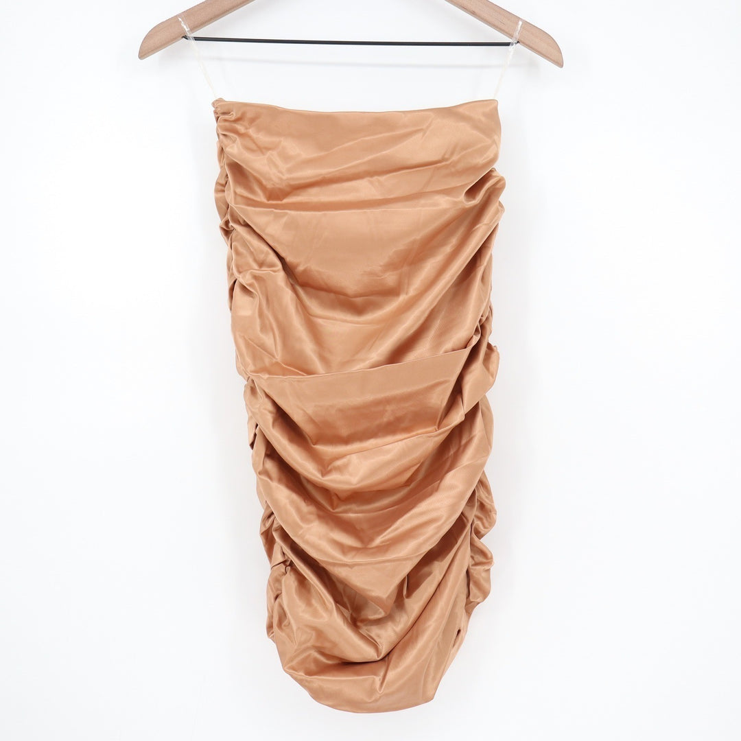 Naked Wardrobe The Statement Ruched Tube skirt Copper Bronze Small