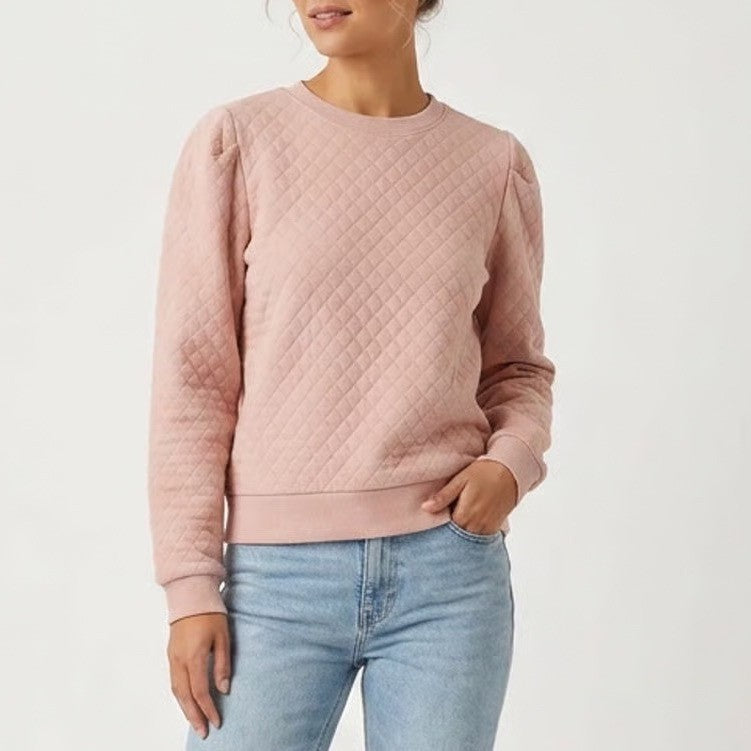 Walter Hagen Rose Pink Quilted Clubhouse Pullover Crew Sweatshirt Womens XL