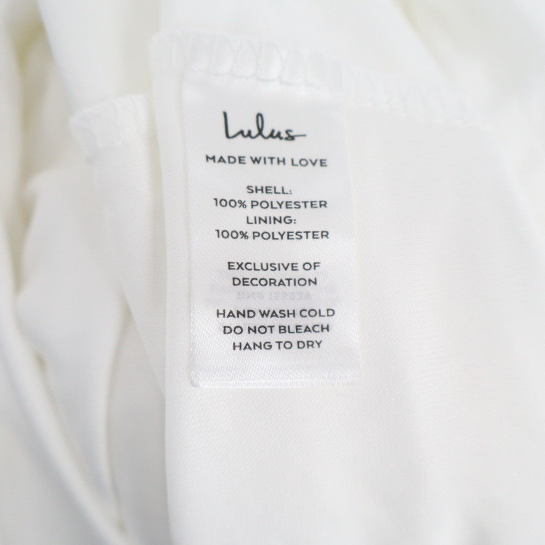 Lulus Galia Midi Dress Womens XL White Lace Lined Halter Neck Smocked Summer