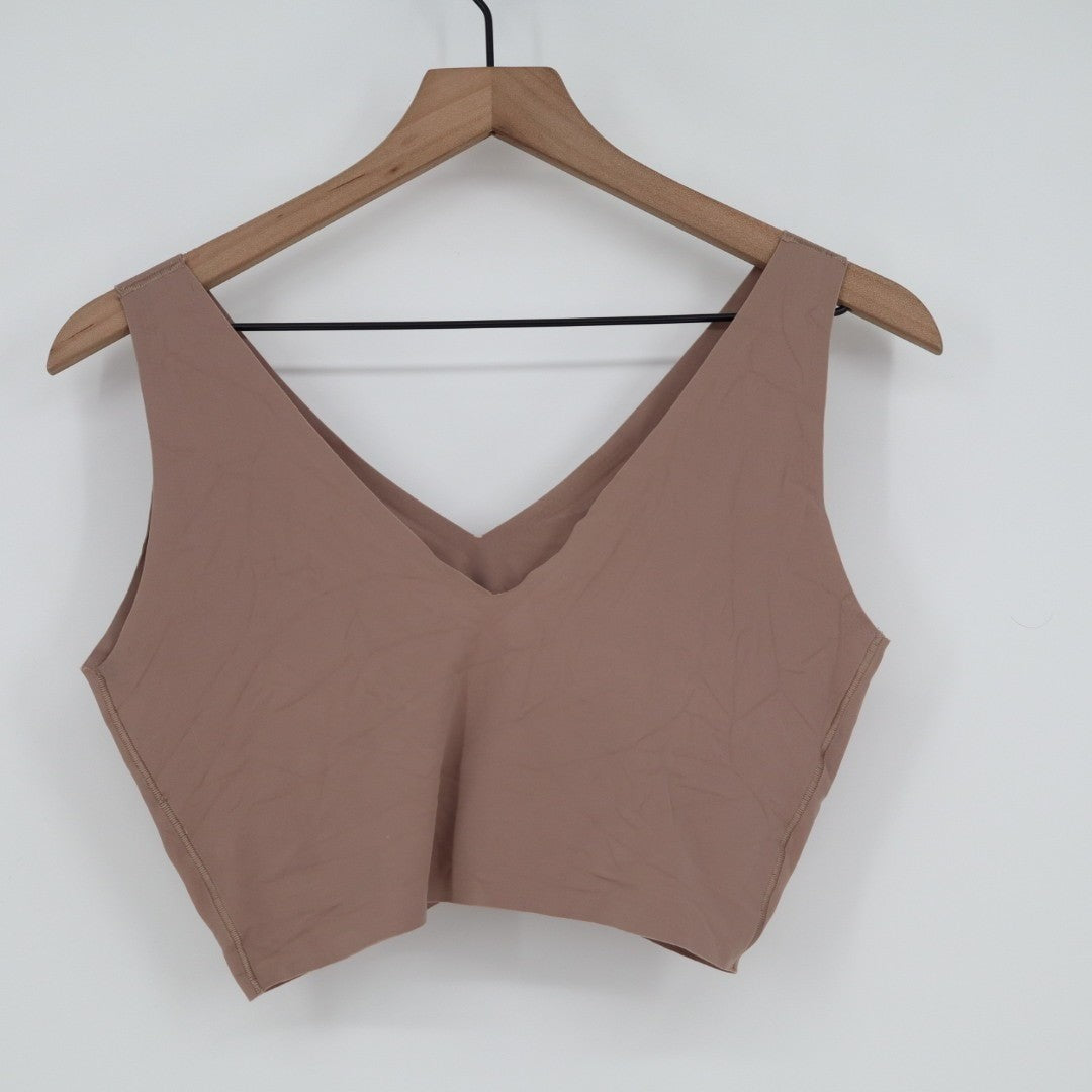 Calvin Klein Invisibles Lightly Lined Bralette Bra Women XL Brown Stretch V-Neck