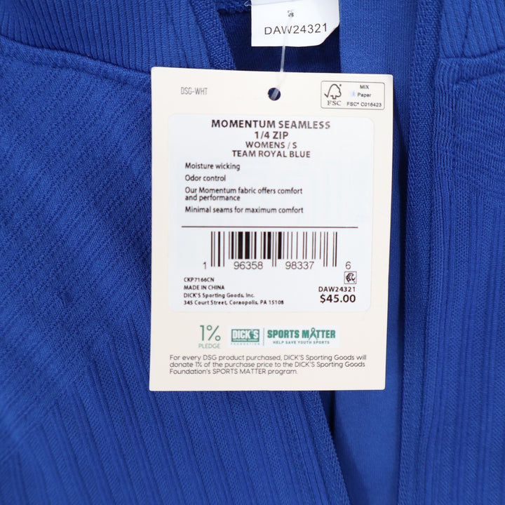 DSG Womens Momentum Seamless 1/4 Zip Pullover Royal Blue Size S