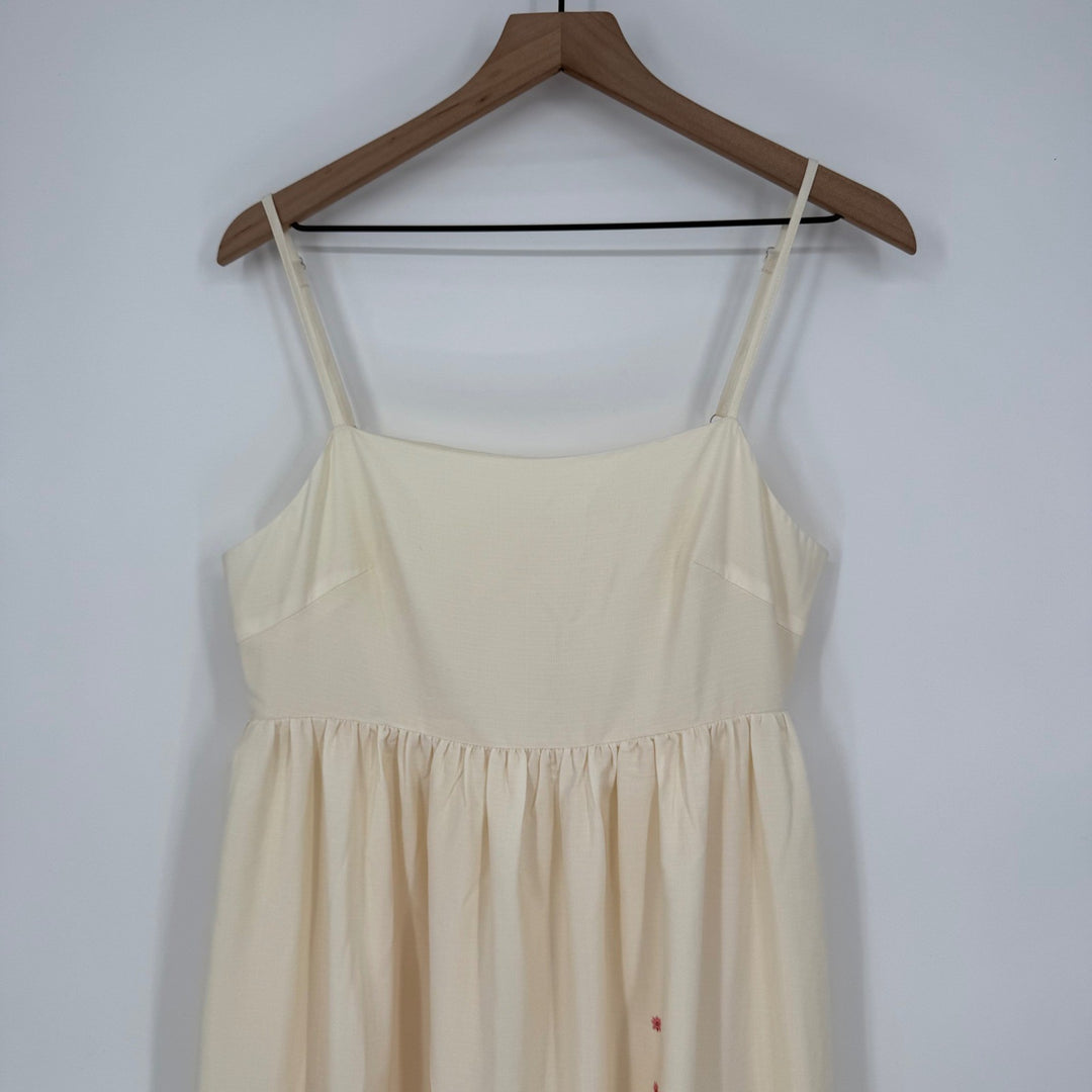 Commense Womens Maxi Dress Floral Sleeveless Casual Summer Cream Pink Size M