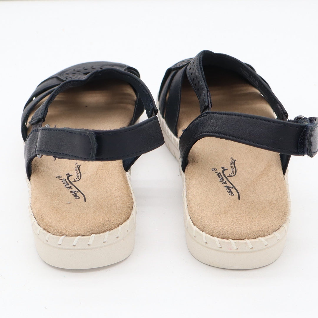Easy Street Comfort Wave Navy Blue Laser Cut Slingback Sandals Womens 5.5