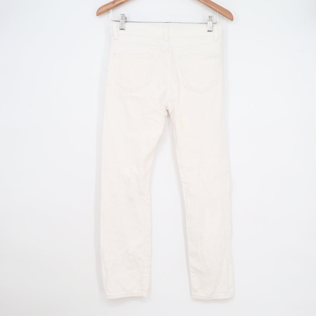 Fredd Marshall Mens White Distressed Ripped Slim Straight Jeans Size 14