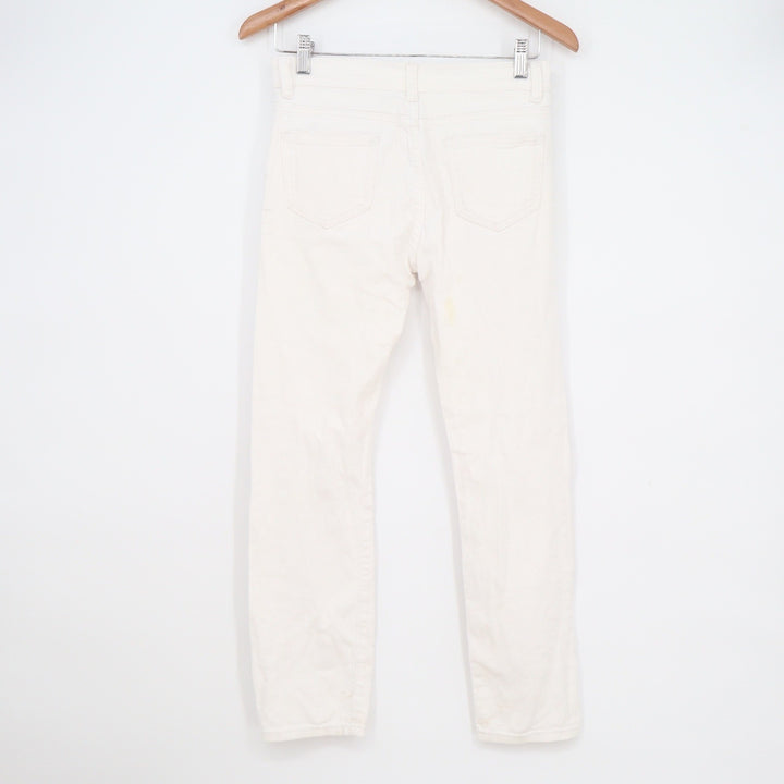Fredd Marshall Mens White Distressed Ripped Slim Straight Jeans Size 14