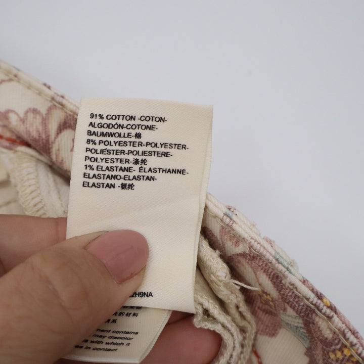 Pilcro Anthropologie High Rise Trouser Bootcut Floral Pants Mauve Cream 27