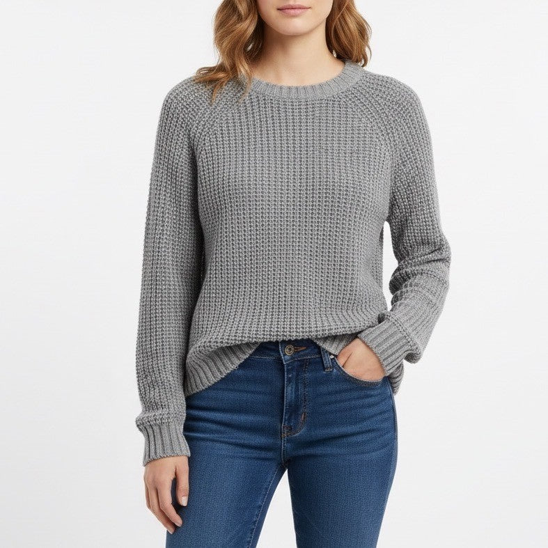 American Eagle Outfitters Sweater Women XL Gray Cotton Chunky Knit Raglan Sleeve