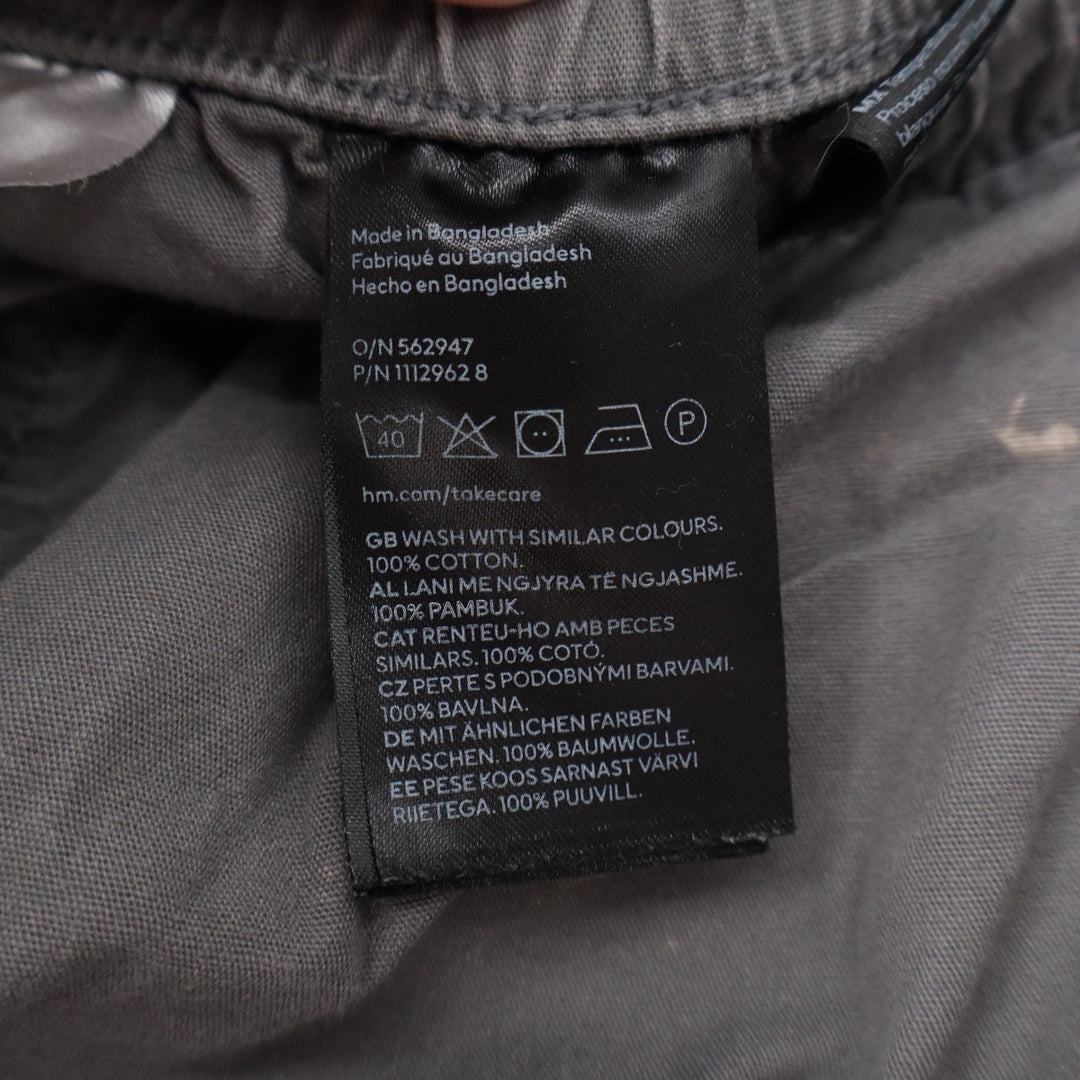 H&M Divided Gray Parachute Pants Cotton Cargo Baggy Drawstring Mens Small