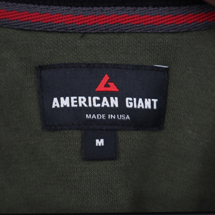 American Giant French Rib T-Shirt Mens Medium Deep Olive Black Cotton Colorblock