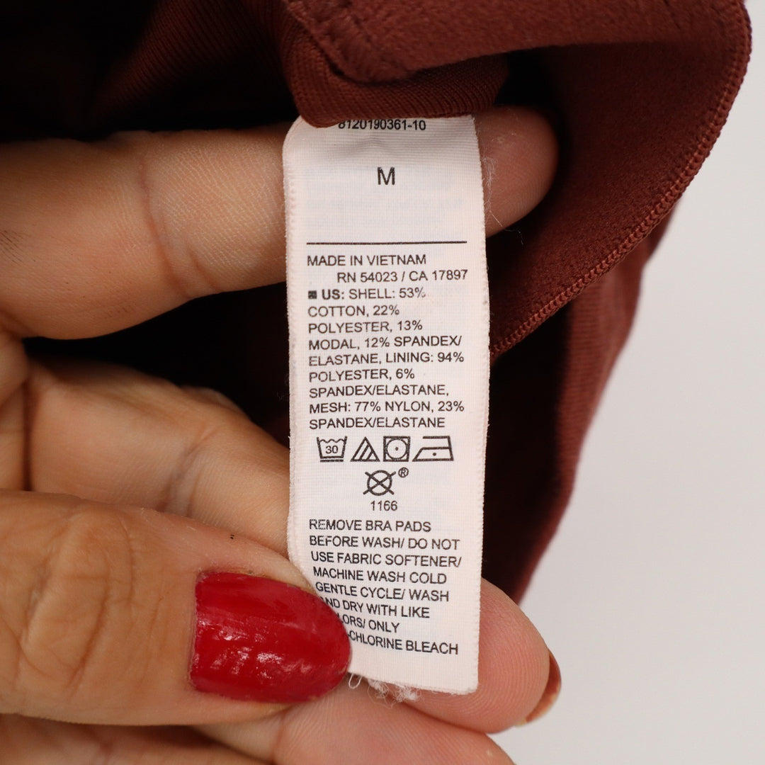 Old Navy Active PowerChill Crop Top Rust Brown Light Support Go-Dry Medium
