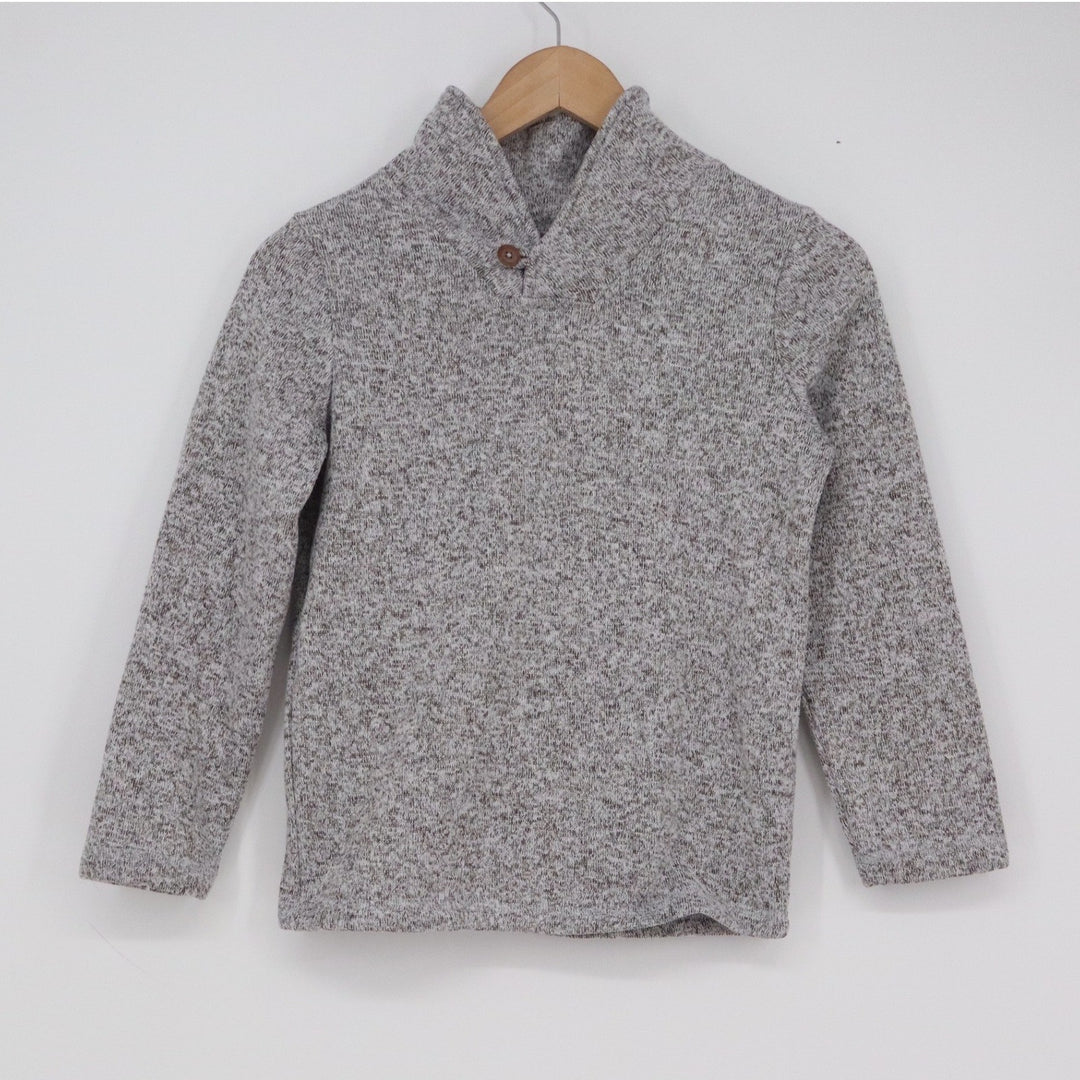 Jumping Beans Boys Size 8 Grey Fleece Shawl Collar Button Pullover Sweater