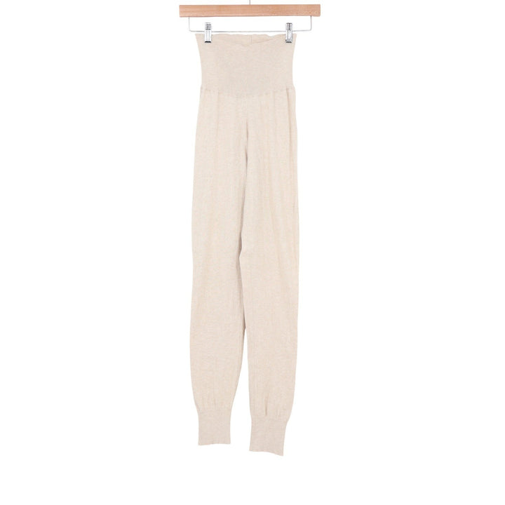 Cynthia Rowley Womens Small Oatmeal Beige Cotton Cashmere Knit Joggers Pants