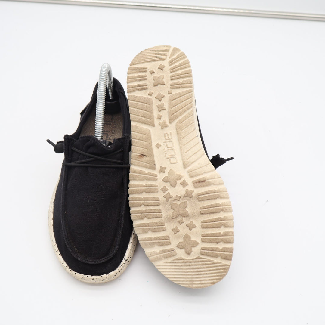 Hey Dude Wendy Womens US 7 Black White Moc Toe Slip On Casual Shoes